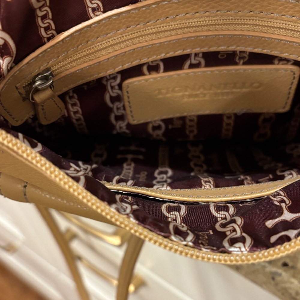 Tiganello Tan Leather Crossbody Bag with Built in Wallet and Multi- Organization - Picture 3 of 7